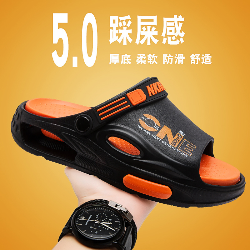 Slippers New 2025 Summer Outfit Non-slip Outdoor Driving Men's Beach Shoes plus size Dual-purpose Sandals Shoes Feeling