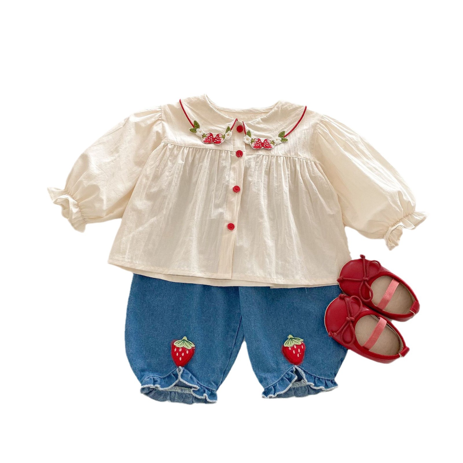 Girls' Western Style Shirt 2025 New Spring Huzhou Zhili Baby Korean Style Shirt Children's Spring Strawberry Top