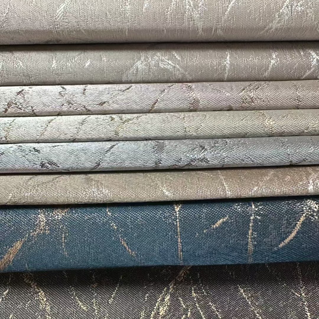 100% Full Blackout Curtains High-Precision Leaf Pattern Curtain Fabric Wholesale Cross-Border Foreign Trade Project