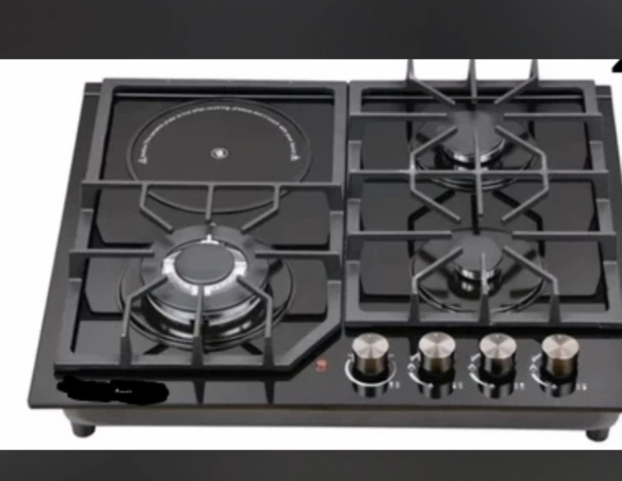 3 газовые и 1 электрическая конфорка, встроенная газовая плита, стальная поверхность, двойного назначения