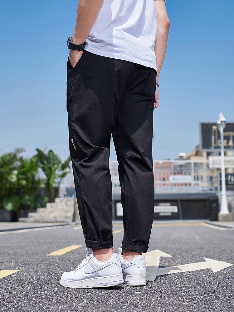 K3043 | Commuter thin overalls summer new Jagger brocade cotton net color tapered straight tube loose pants men