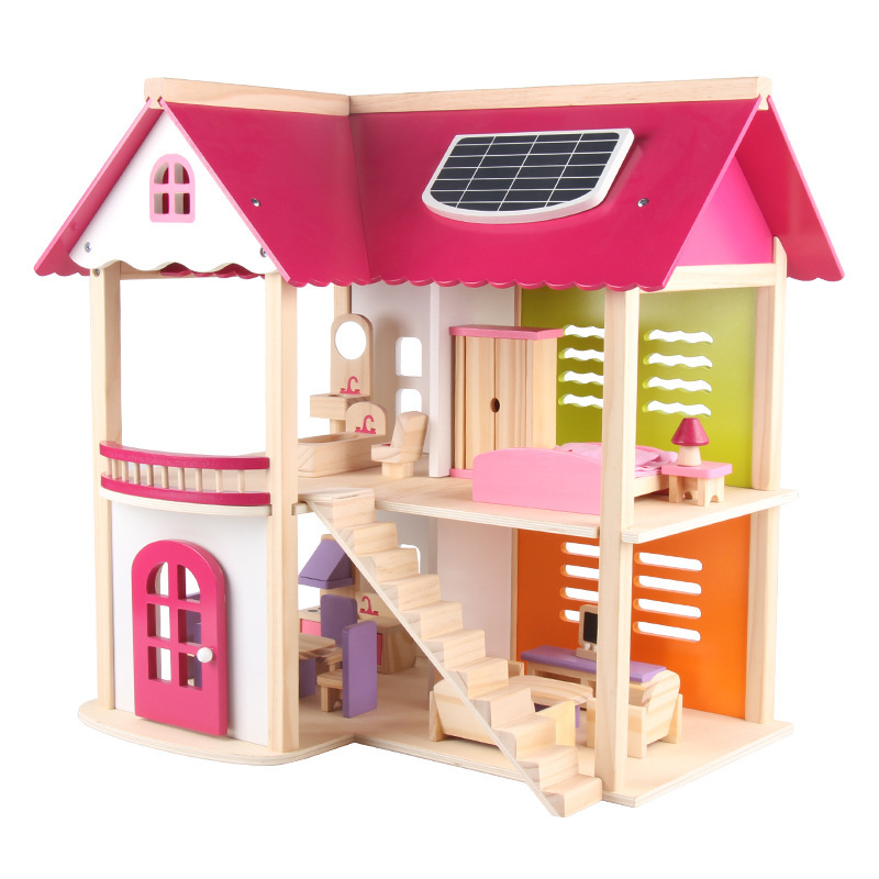 Wooden Kidsren's Play House Artificial Doll House Castle House Toy House Set DIY Assembly Toys