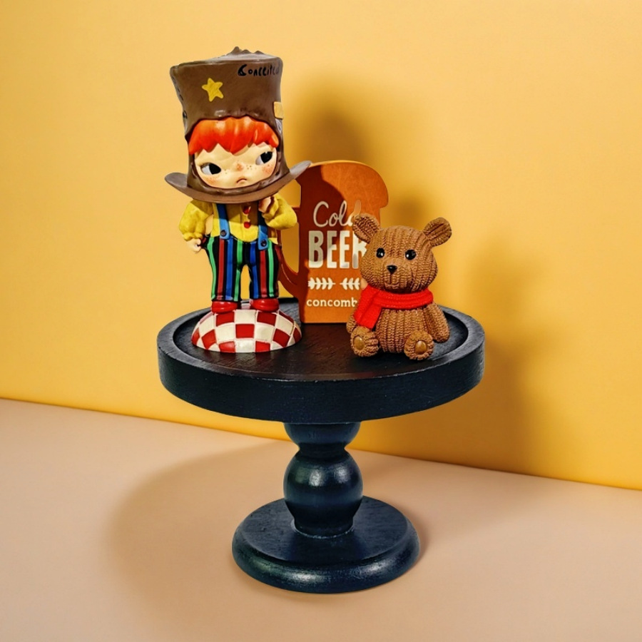 Wooden Tall Tray Decorative Candle Holder Desktop Display Base Round Display Stand for Storing Food Wooden