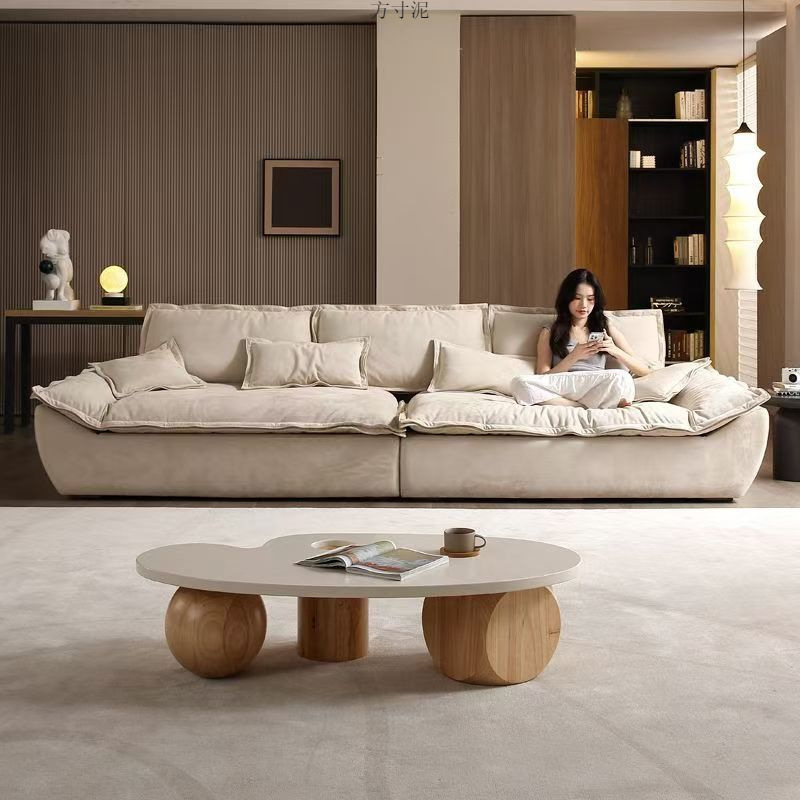 Sailing Sofa Large Sitting Deep Straight Row Four-Person Lazy down Sofa Living Room Latex Fabric Removable and Washable Accessible Luxury Sofa