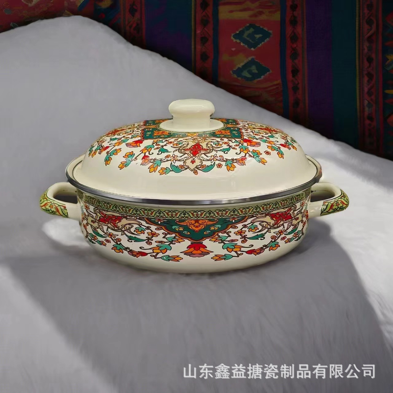 Polish Household Large Noodle Bowl Double Ear Soup Bowl Tableware Bohemian Soup Basin