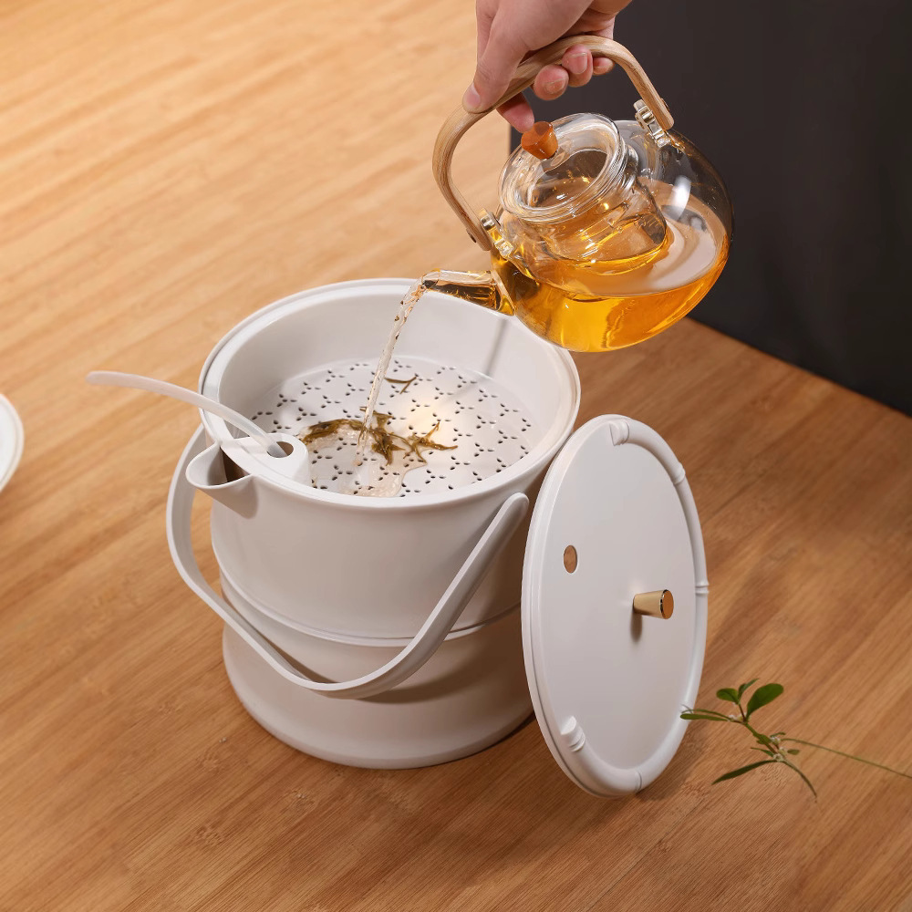 Household Drainage Bucket Office Tea Room Water Bucket Tea Residue Bucket Tea Bucket Waste Water Bucket Tea Set Accessories Tea Table Trash Can