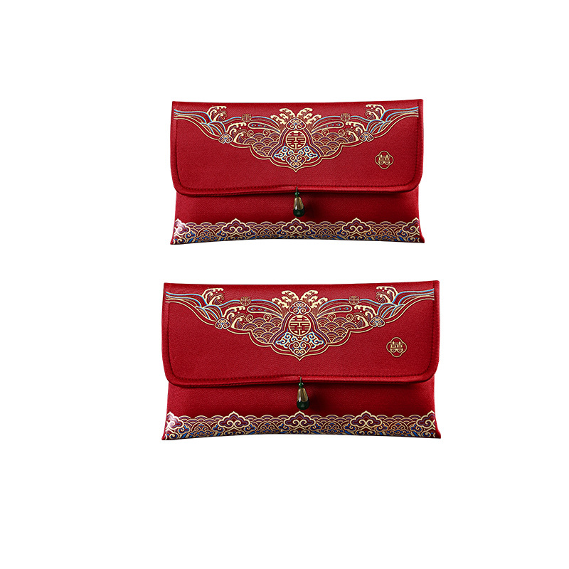 Engagement Change of Mouth Fabric Red Envelope 10,000 Yuan Red Envelope Engagement Wedding Red Envelope Bag Engagement Supplies Gift Money Wedding Special