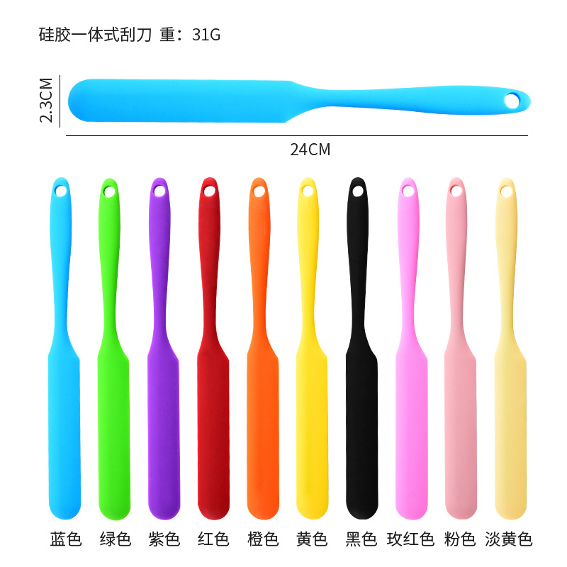 Factory in stock wholesale silicone one-piece long spatula cake butter stirring spatula baking tool silicone scraper