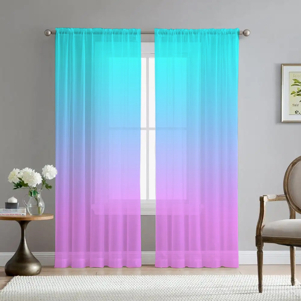 Support Jit Shipping, Cross-Border Exclusive Factory Direct Sales, Gradient Yarn Popular Style, Digital Printing Processing Curtains and Window Screens