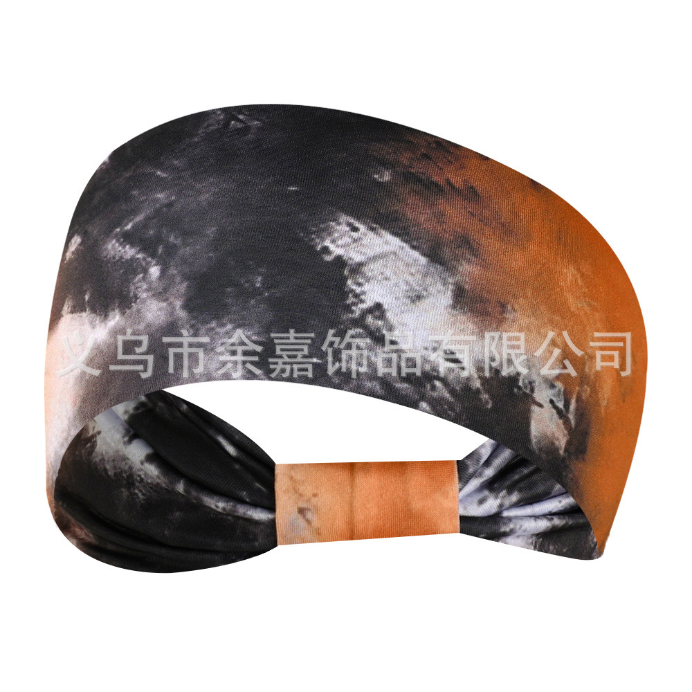 European and American Fashion Printed Women's Ethnic Bohemian Style Cashew Elastic Sports Hair Band Wide-brimmed Knot Headband