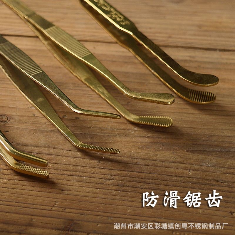 Titanium-plated stainless steel tea clip tea set household washing cup tea clip thickened tweezers kung fu tea tea set manufacturers wholesale
