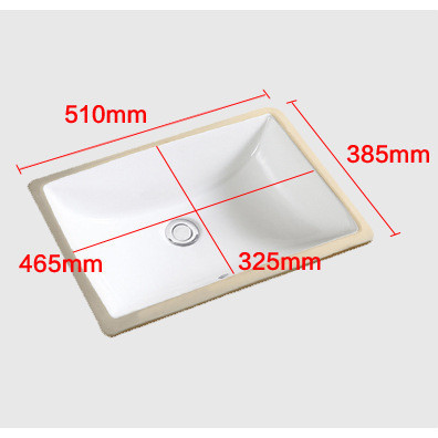 Yl1812 Bathroom 20inch Square Arc under Counter Basin Foreign Trade Embedded Ceramic Wash Basin Hotel Balcony Wash Basin