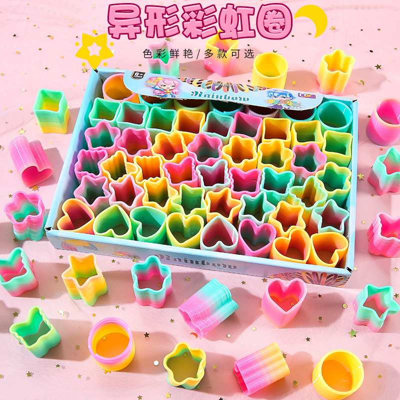 Trumpet shaped rainbow ring Children's small gift colorful trumpet spring ring magic hula hoop magic baby Lantern