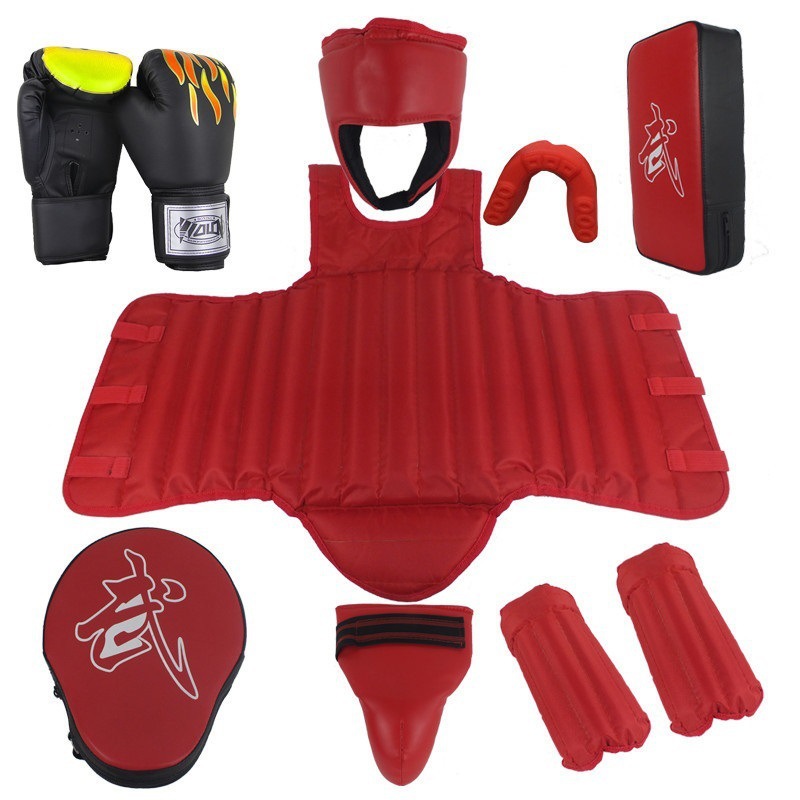 Thickened Sanda Protective Gear Set for Adults and Children, Fighting and Muay Thai Set, Boxing Protective Gear Set, Four, Five and Six Pieces