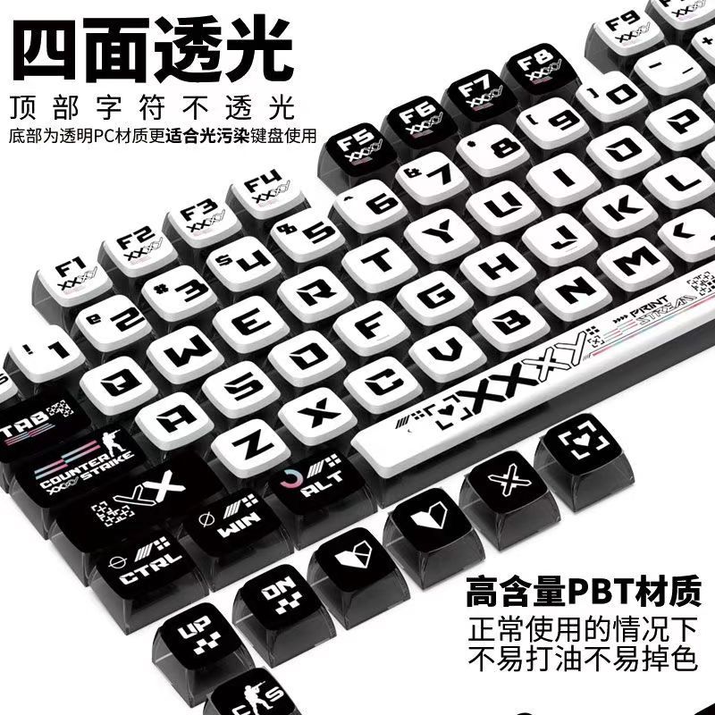Pudding four-sided transparent color sublimation small full set of key caps customized mechanical keyboard transparent printing key caps