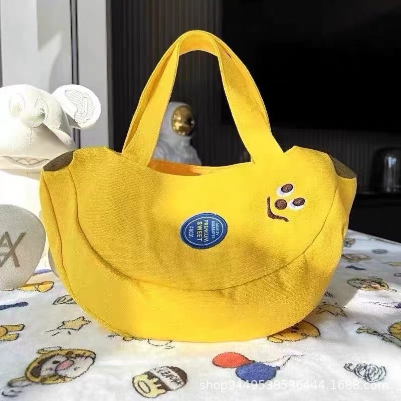 New Cute Cartoon Embroidered Canvas Bag Office Handbag Going Out Baoma Going Out Hand Bag Sundries Small Bag