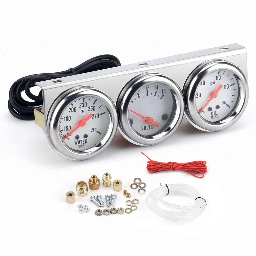 Car modification instrument 52mm mechanical water temperature hydraulic voltage three-in-one 2-inch triple meter combination instrument
