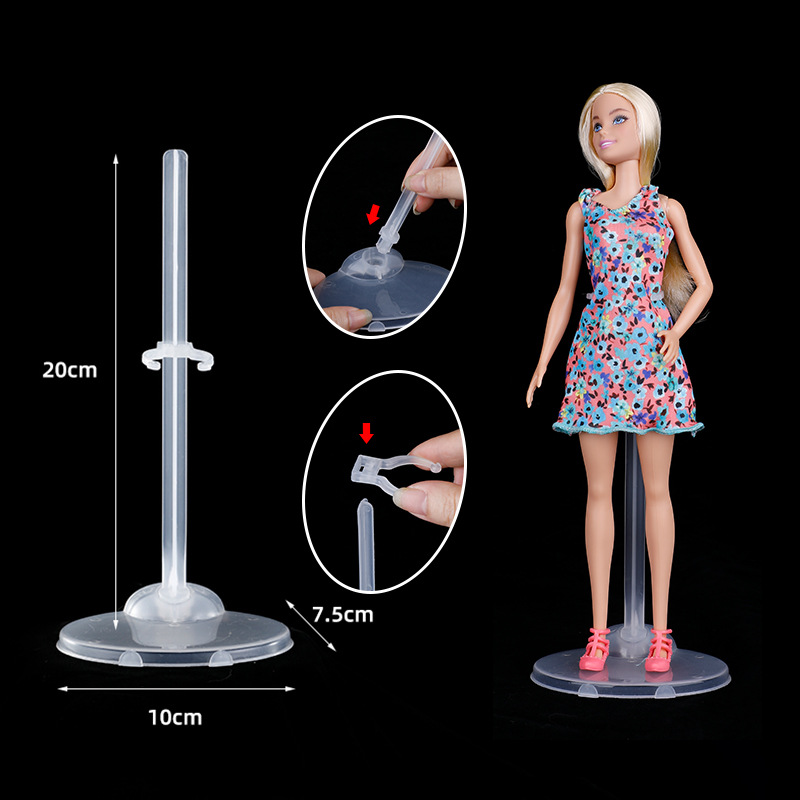 11.5 inch 30cm Barbie doll transparent PP plastic card waist standing stand adjustable bracket