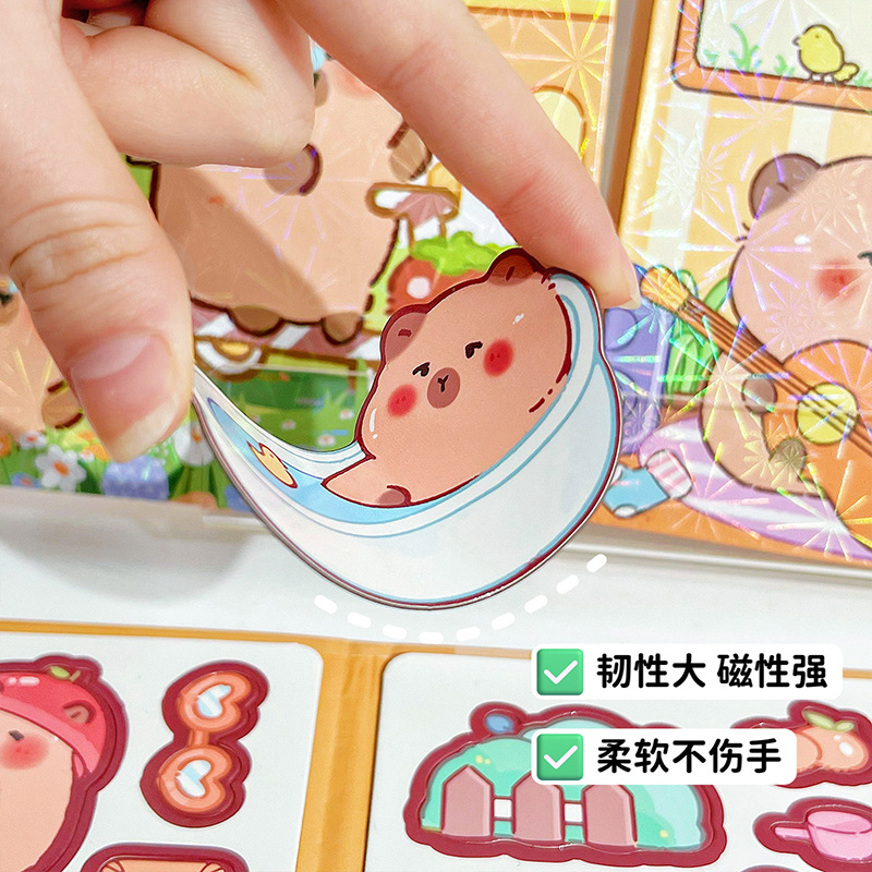 Kapibala Magnetic Quiet Book Children's DIY Magnetic Educational Toy Capybara Dress up Handmade No Cutting and Paste