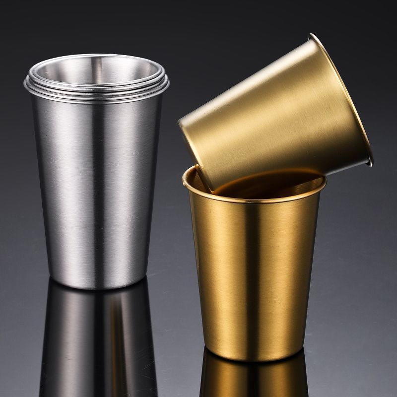 304 stainless steel beer mug ins industrial-style portable outdoor camping single-layer cold drink mug can add logo