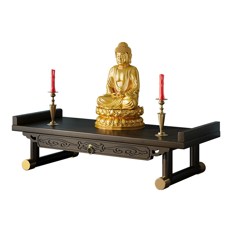 New Chinese-style Wall-hanging Table Small Storage Rack God of Wealth Buddha Statues Elevated Base Guanyin Buddhist Shrine Fragrance Case
