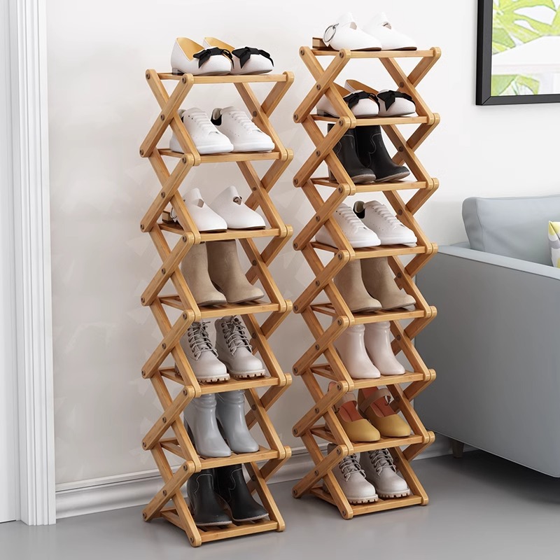 Simple Installation-Free Narrow Shoe Rack for Home Entrance Foldableable Dormitory Shoe Cabinet for Rent, Just Pull It and Use It with Multiple Layers of Storage