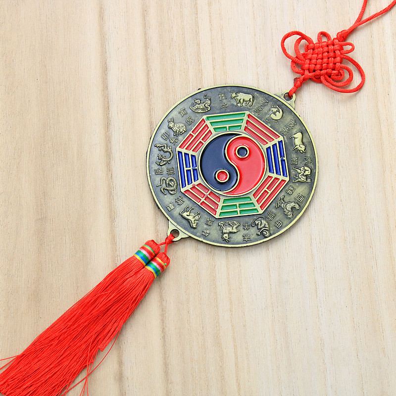 Factory wholesale octagonal color Bagua mirror pendant twelve Zodiac hanging door ornaments color Bagua mirror pendant