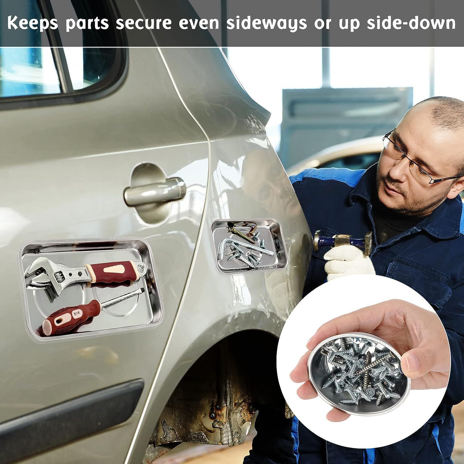 Magnetic bowl stainless steel magnetic storage bowl five accessories storage plate magnetic tool bowl 3 inch 4 inch 6 inch tool tray