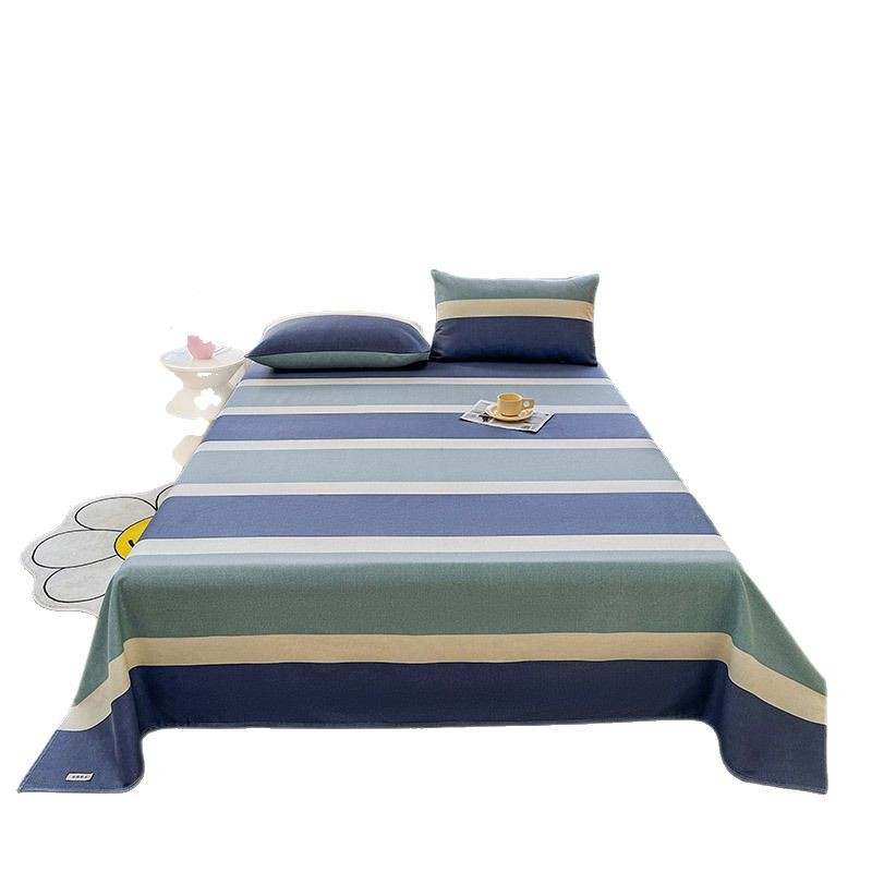 Old Coarse Cloth Bed Sheetss Linen Cotton Linen Pure Cotton 100 Cotton Dormitory Student Home Summer Mat Three-Piece Set