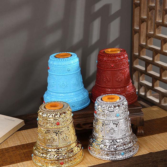 Electric hand crank electric rotating base resin base Xizang-style two-color variety of optional hand crank lotus eight auspicious