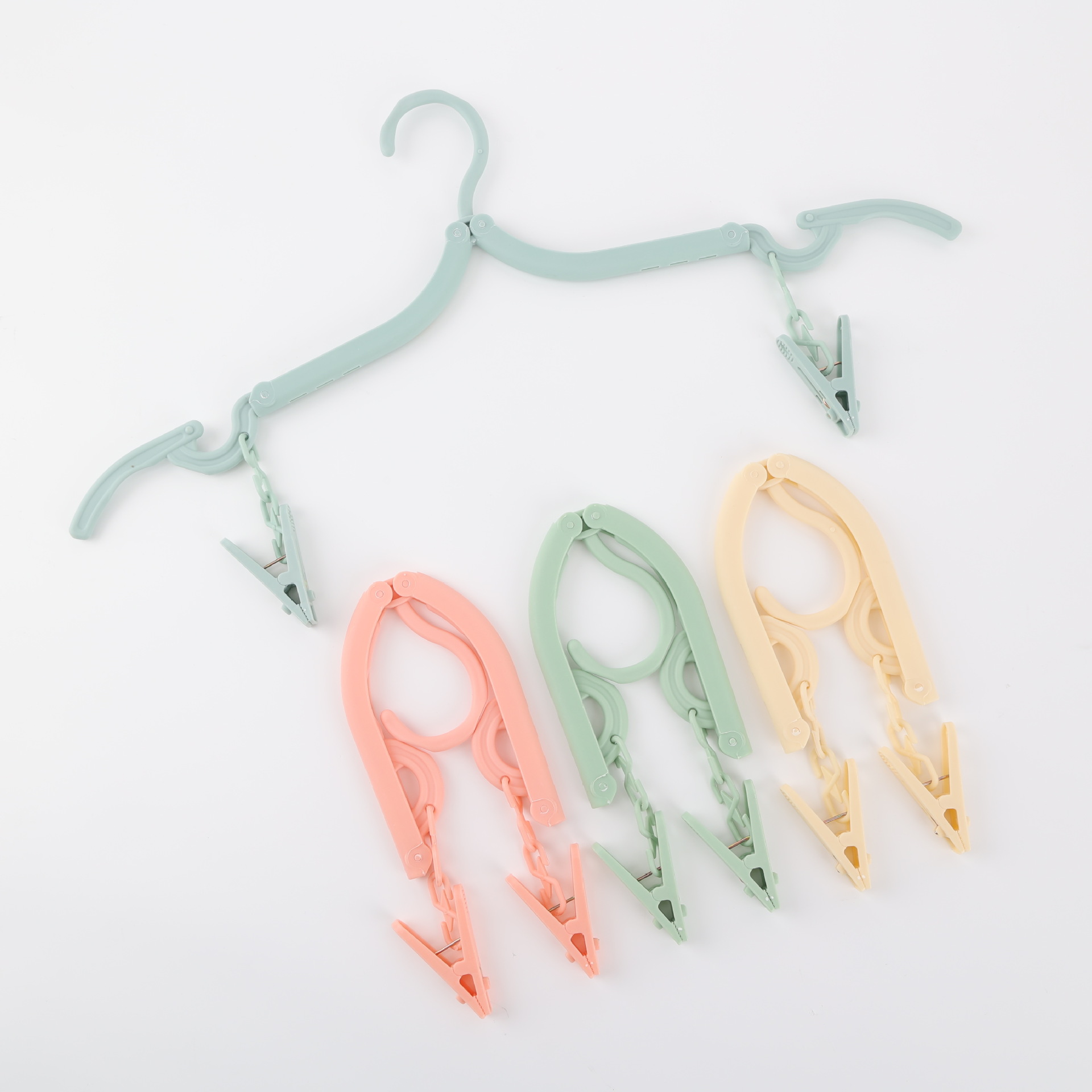 Folding Clothes Hanger, Multifunctional Plastic Model with Clips, Suitable for Student Dormitories, Foldable Sock Clips for Drying and Storage