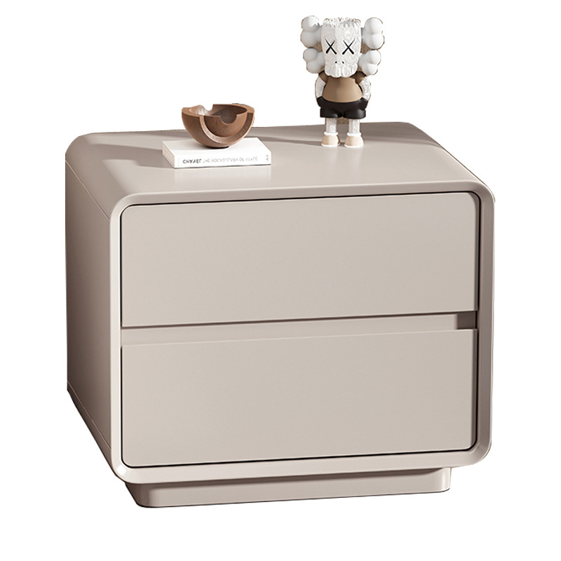 Cream Style Solid Wood Painted Bedside Table Modern Simple Light Luxury High-End Home Bedroom Small Bedside Storage Cabinet