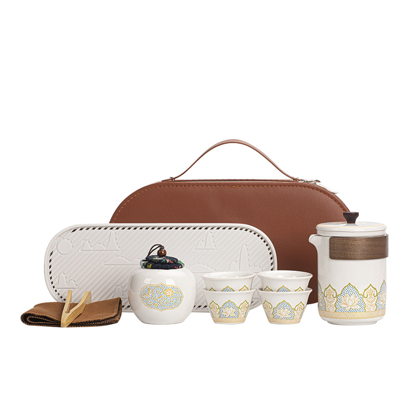 Travel tea set Small set portable storage kung fu ceramic outdoor camping Express Cup business Gift Company logo