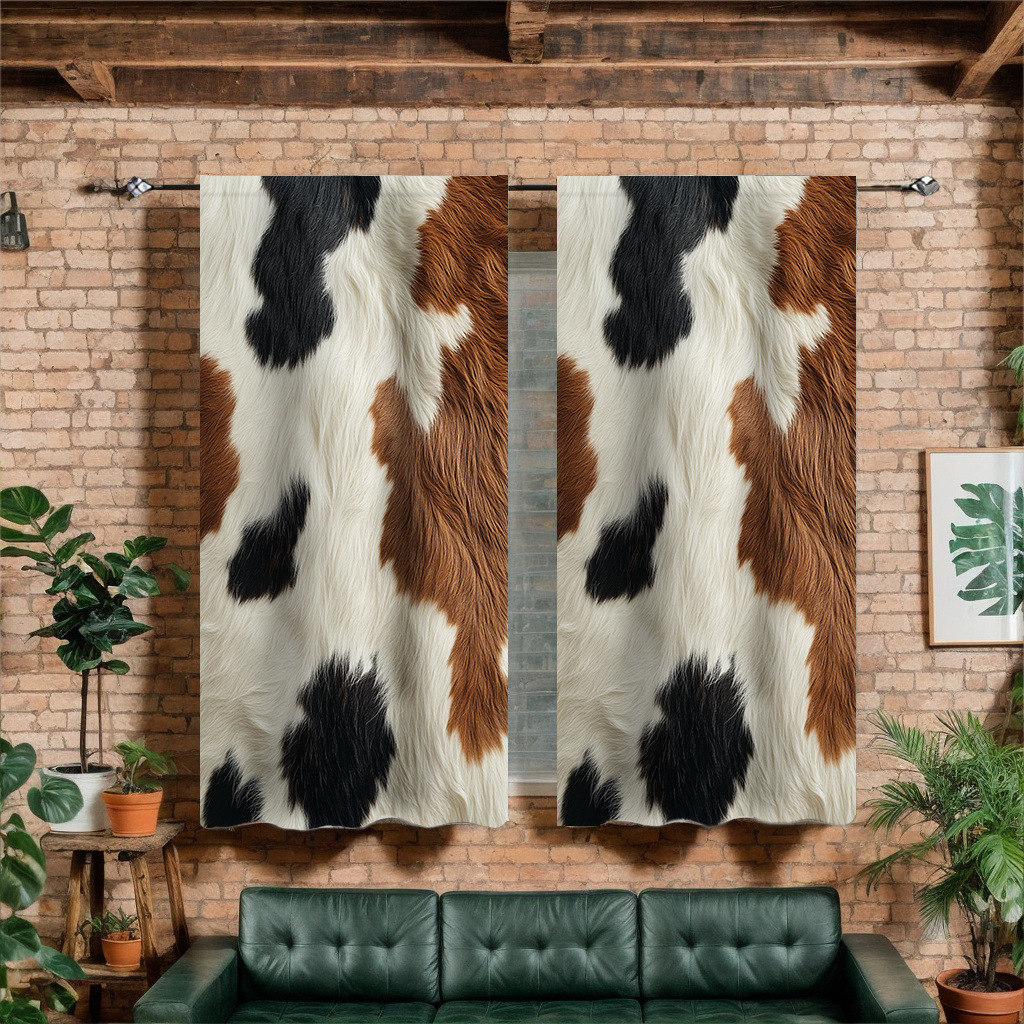 Support Jit Shipping, Cross-Border Exclusive Factory Direct Sales Cowhide Fur Artificial Digital Printing Processing Curtains and Screens