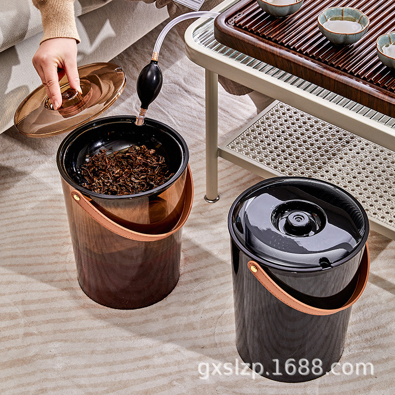 Portable Tea Waste Bucket, Tea Water Bucket, Plastic Transparent Household Tea Water Bucket, Tea Tray, Tea Ceremony Tea Table Drainage Bucket, Light Luxury Style