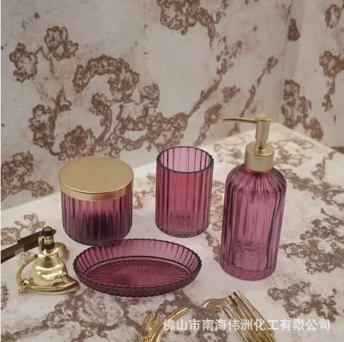 Rose Gold Glass Bathroom Accessories Set High Quality Bath Series Suitable for Home or Hotel Use Light Luxury