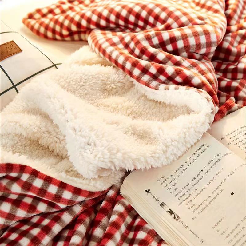 2021 ins Internet celebrity lambswool double-layer blanket antistatic thick blanket