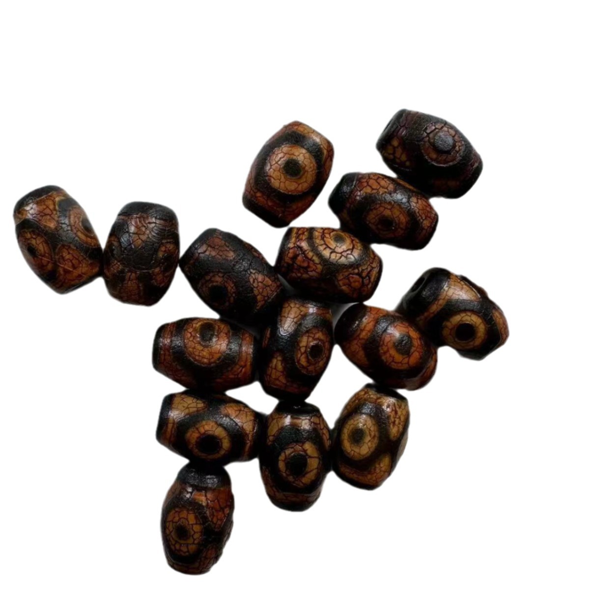 Tianzhu Wholesale Natural Agate Xizang Fire for Open Pieces Three Eyes Tianzhu Accessories Scattered Beads Buddha Beads Bodhi Semi-finished Products