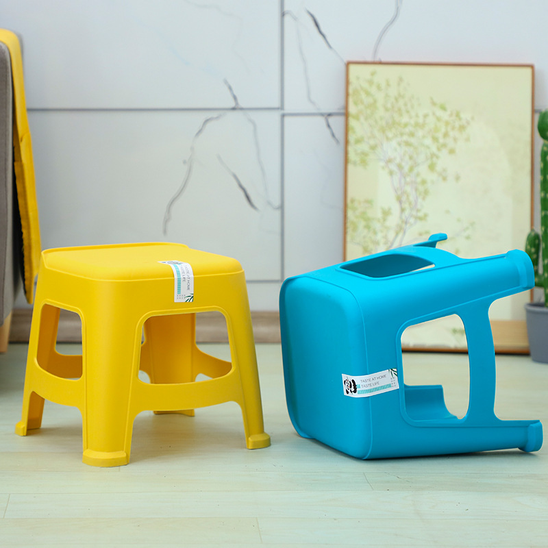 Factory wholesale household plastic small square stool dovetail stool color phoenix tail stool printable advertising plastic stool