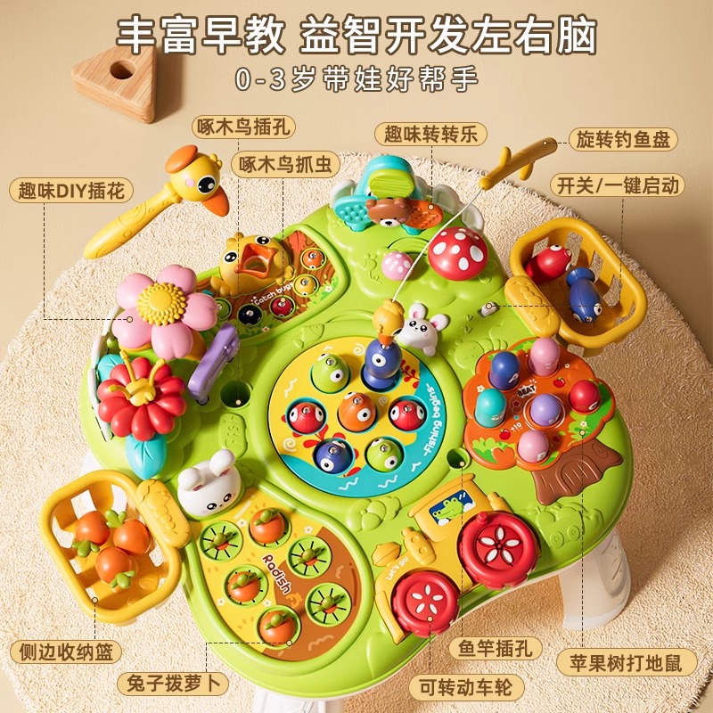 Early Education Game Table Children's Multifunctional Educational Baby Learning Baby Toy Table 6 Months 2 Boys 1-3 Years Old