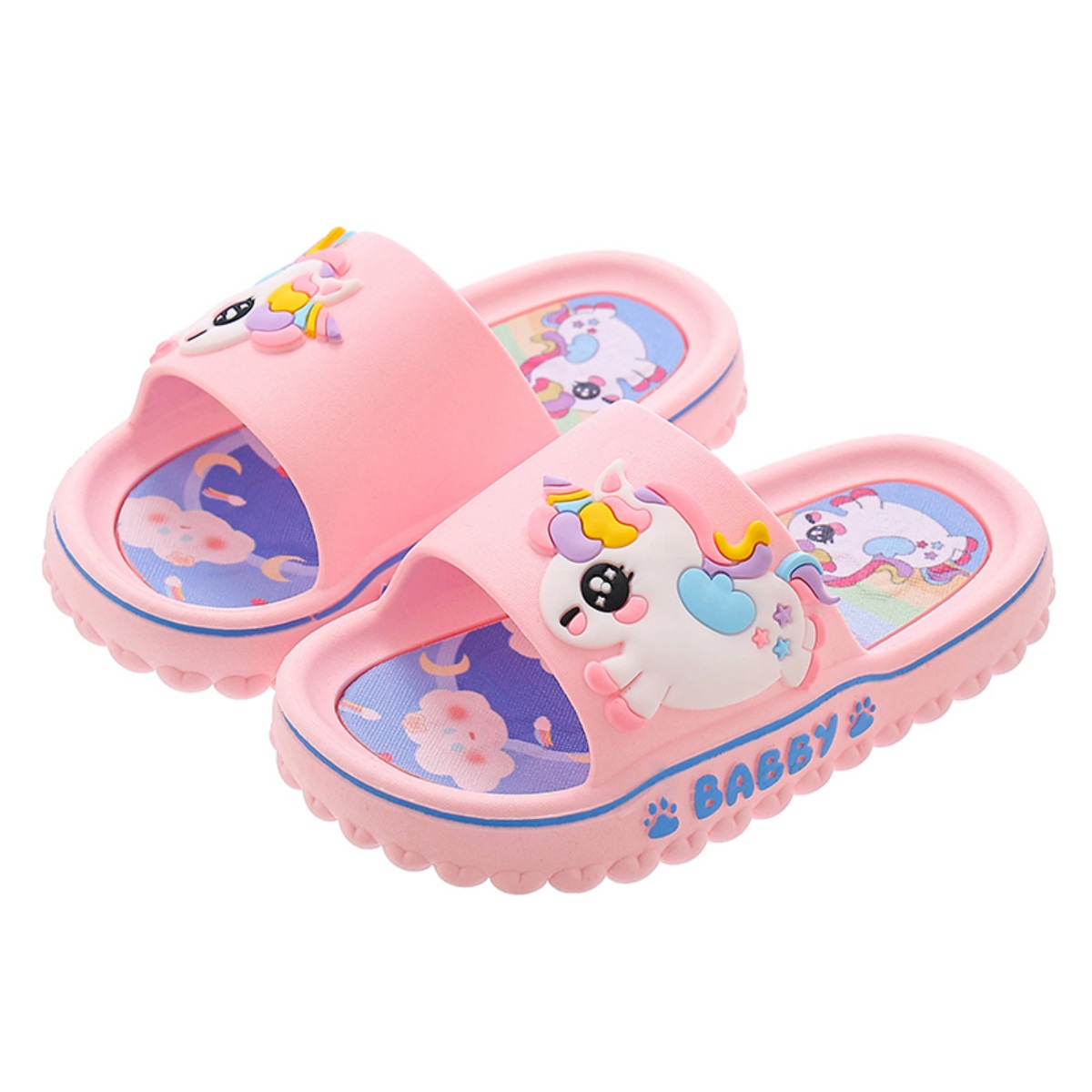 Children's Slippers for Girls, Summer Girls' Sandals, Indoor Non-Slip, Ultra-Soft, Bathing, Cartoon, Breathable for Older Children