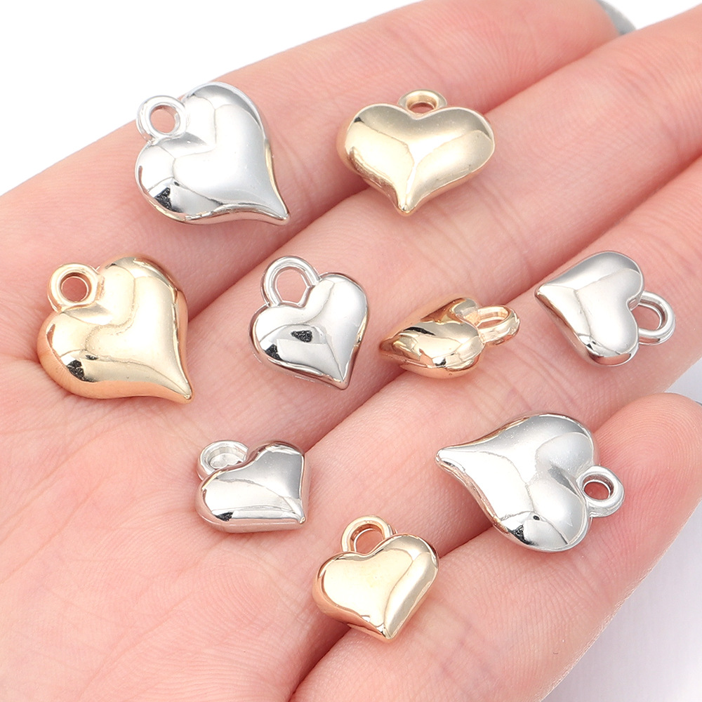 Ccb Heart Pendant Heart Pendant Electroplated Heart Plastic Beads Handmade DIY Bracelet Necklace Earrings Pendant Accessories