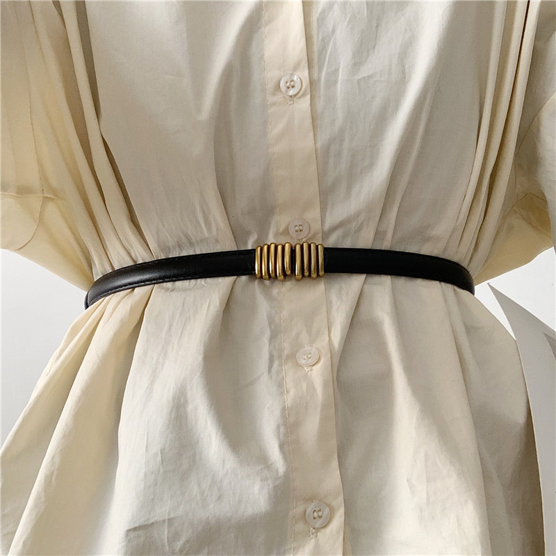 Костюмный винтажный тонкий пояс, женская летняя мода, универсальный декоративный пояс для платья, юбки, пальто, черный пояс