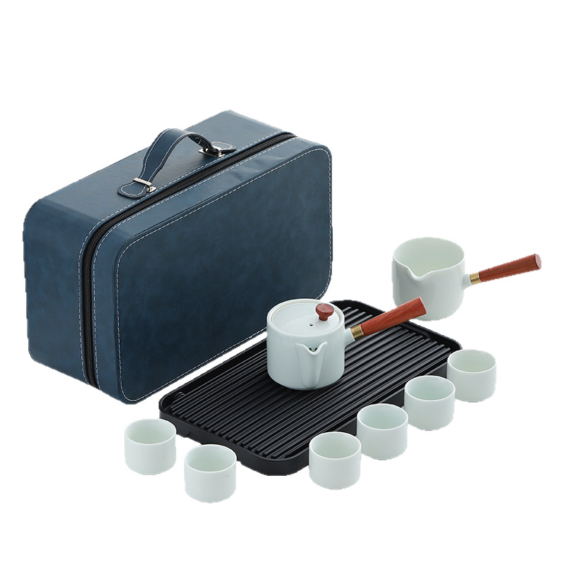Yingqing Kung Fu Tea Set Ceramic Side Handle Pot Travel Tea Set Teapot Bank Real Estate Company Business Gift