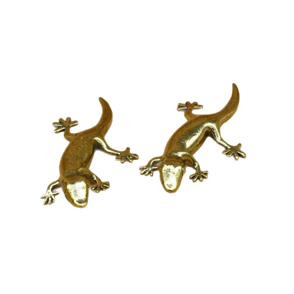Cross-border TEMU Hot Sale Pure Brass Retro Style Gecko Figurine Ornaments Desktop Home Decoration Crafts Wholesale