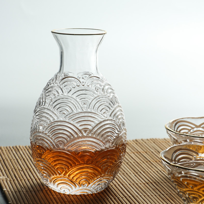 Japanese-Style Creative Sake Pot Set Xiangyun Series Glass Sake Pot White Wine Sake Cup Home Wine Warmer Wine Set
