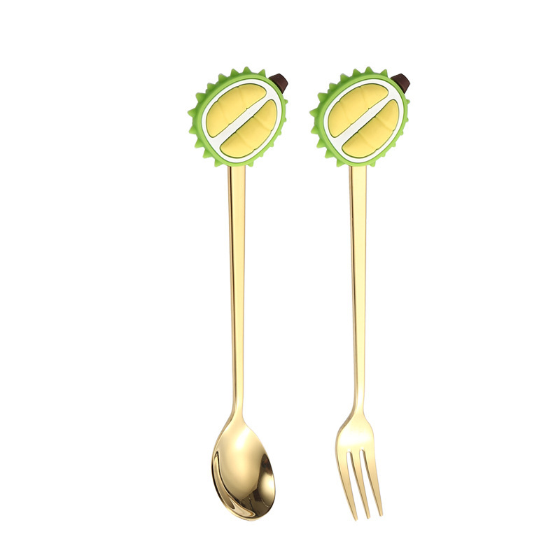 304 stainless steel cartoon tableware spoon Fork wholesale creative cute coffee mixing spoon fruit fork high color value gift