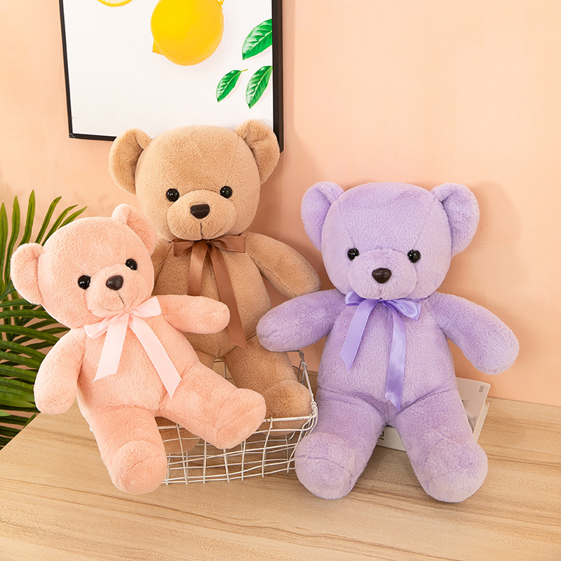 New Color Cross-Border Bear Doll Bow Tie Bear Plush Toy Candy Color Bear Children's Doll Birthday Gift Wholesale