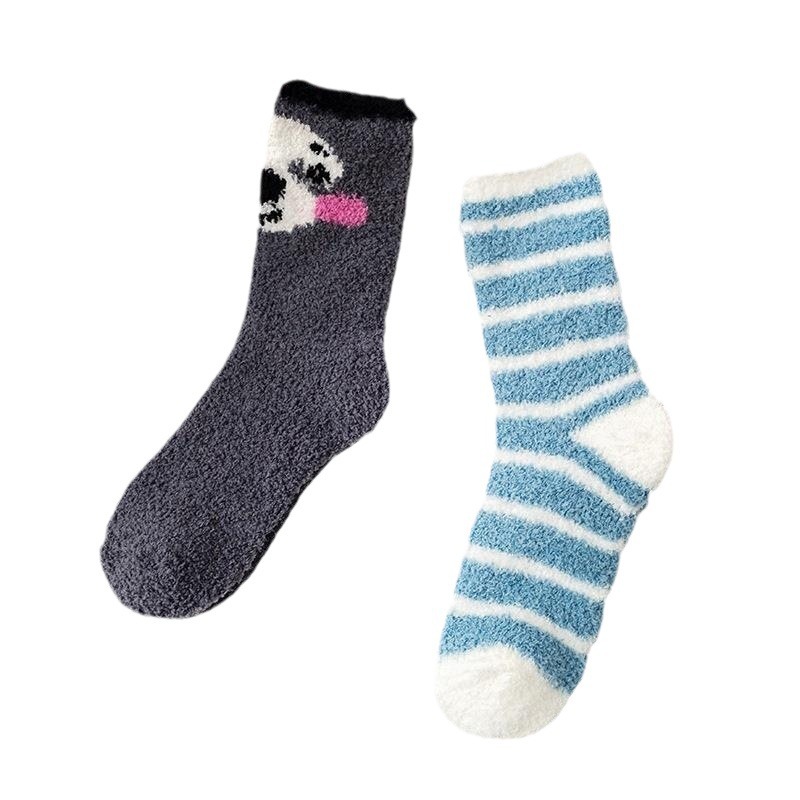 Winter Casual Purple Women Coral Fleece Warm Custom Cartoon Anime Bag Winter Knitwear Women Socks Jia Yao Socks