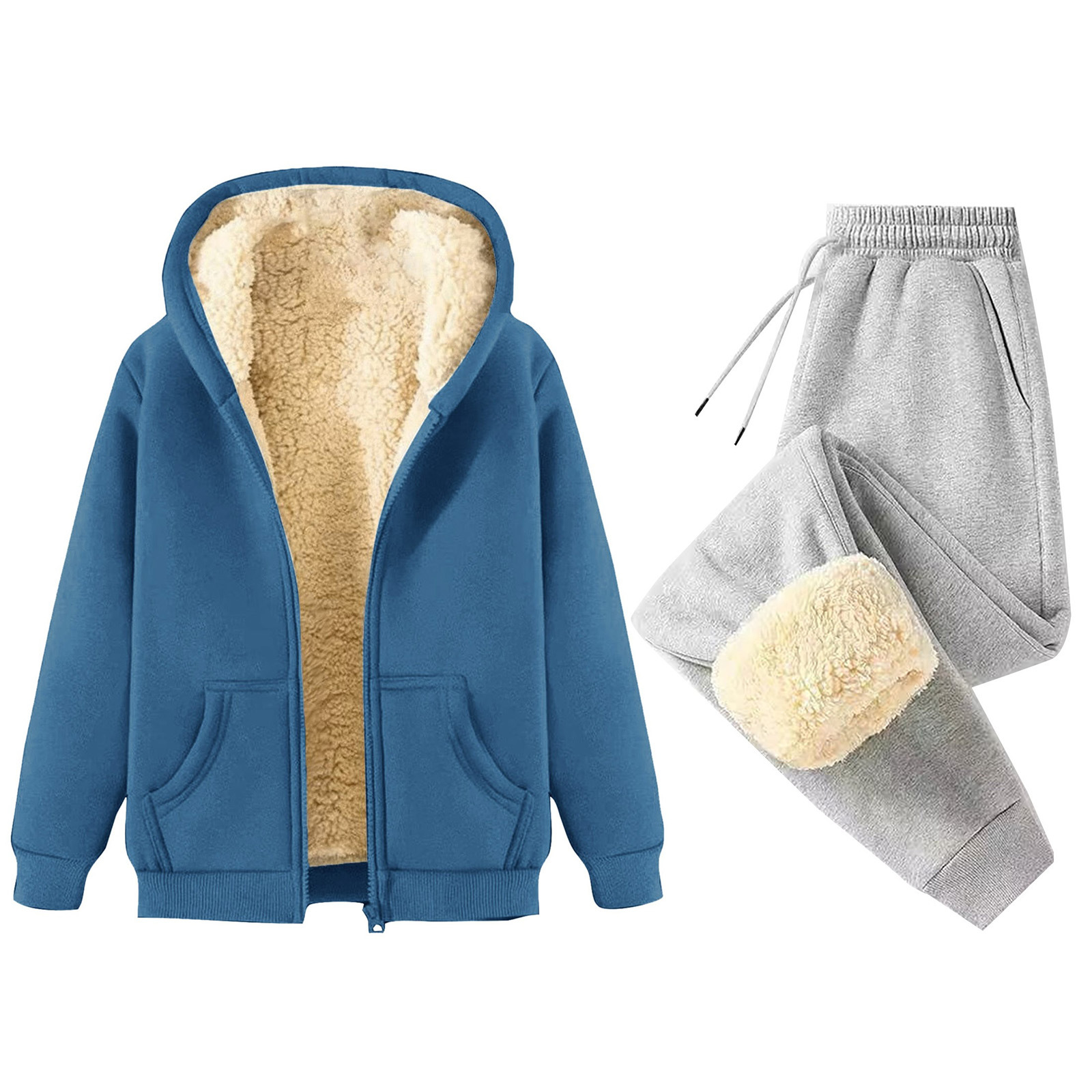 Wei Yi suit Set of Lamb Velvet Student suit Women 2022 New Fall/Winter fleece-lined Thickened Wei Yi Pants